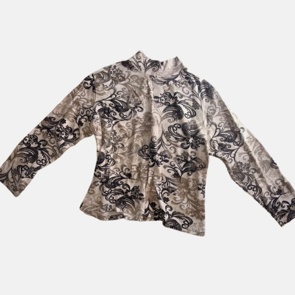 Karen Scott Funky Floral Pattern Shirt